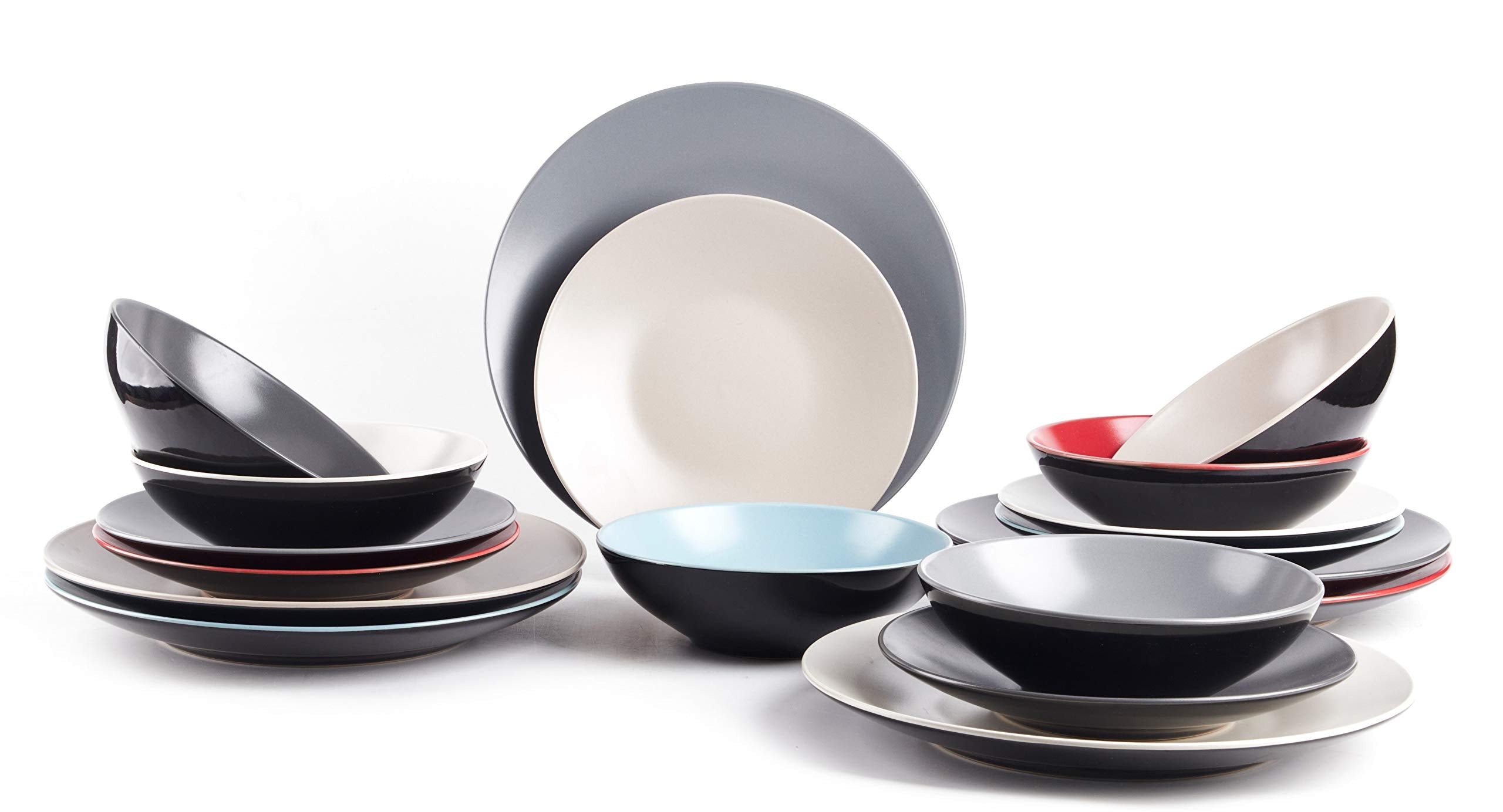 Stoneware Two-Tone Colors Life 12pc Dinner Set