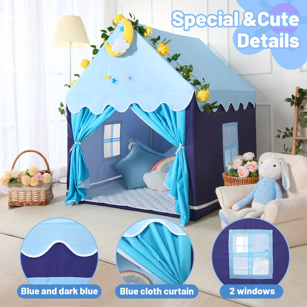 Kid Tent with Mat, Star Lights - Kids Play Tents for Toddlers Kids Tents Indoor Playhouse - Princess Tent for Girls Toy House