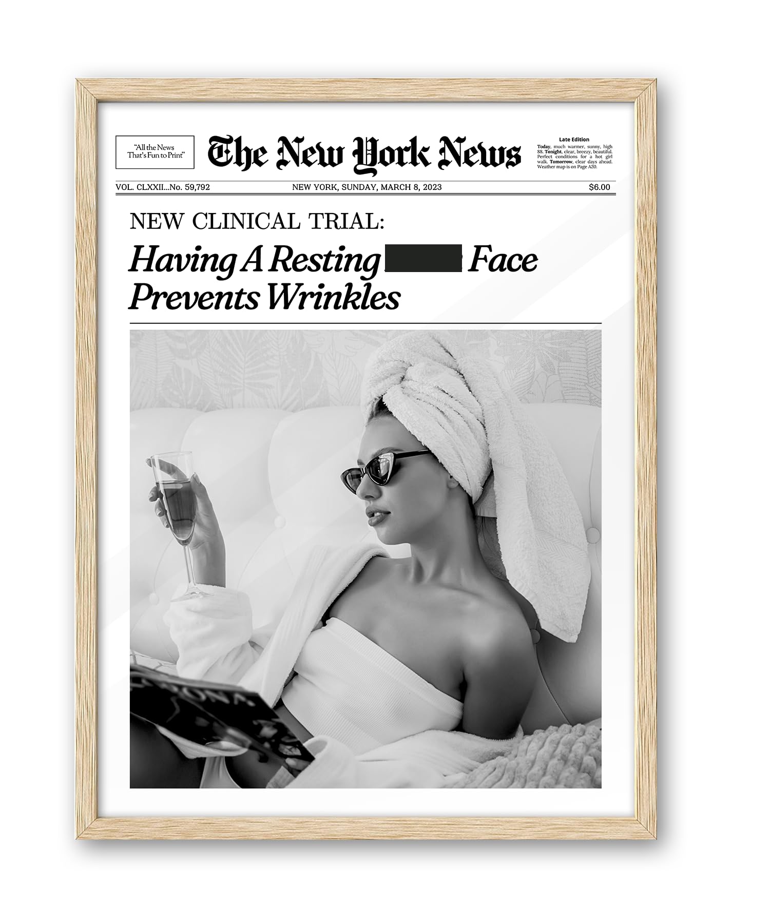 Trendy Retro Newspaper Headline Framed Wall Art, Poster Vintage Canvas Print