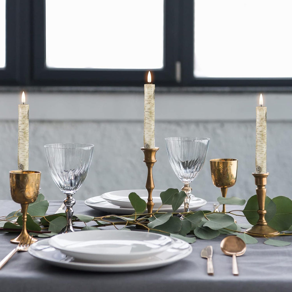 Short Flameless Taper Candles with Remote, Flickering Battery LED Wax Candlesticks Set of 6