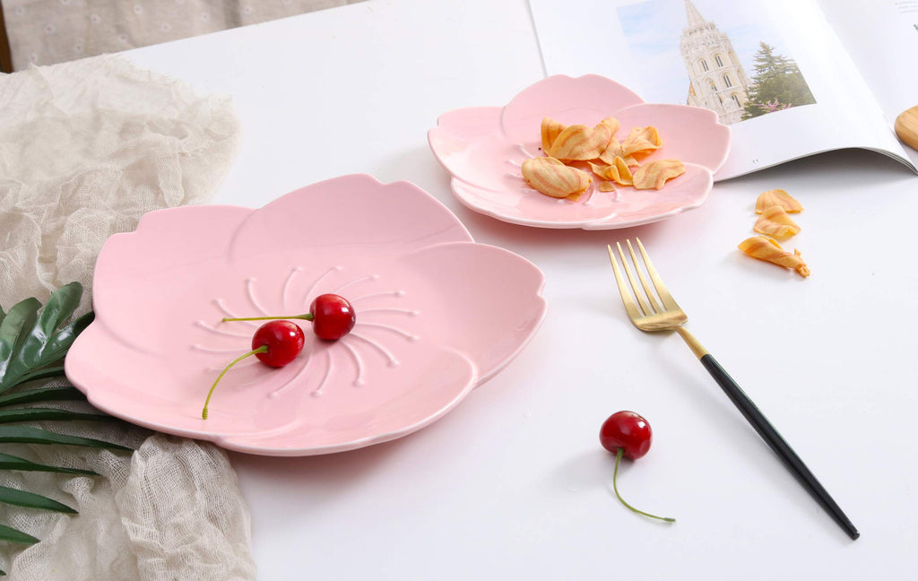 Pink Cherry Blossom 3-Piece Dinnerware Plate Set
