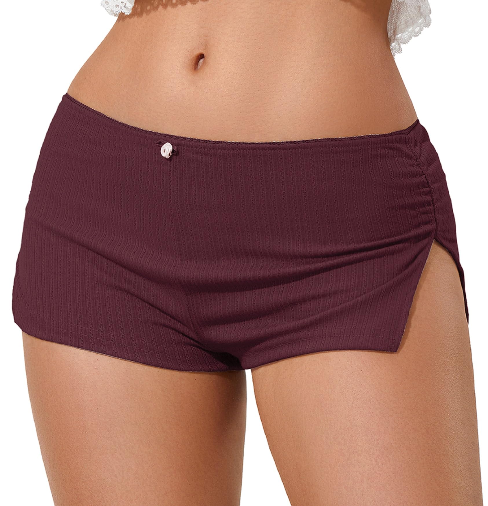 Y2K Sexy Micro Shorts for Women â€?Low Waist Side Slit Boy Shorts & Lounge Sleepwear