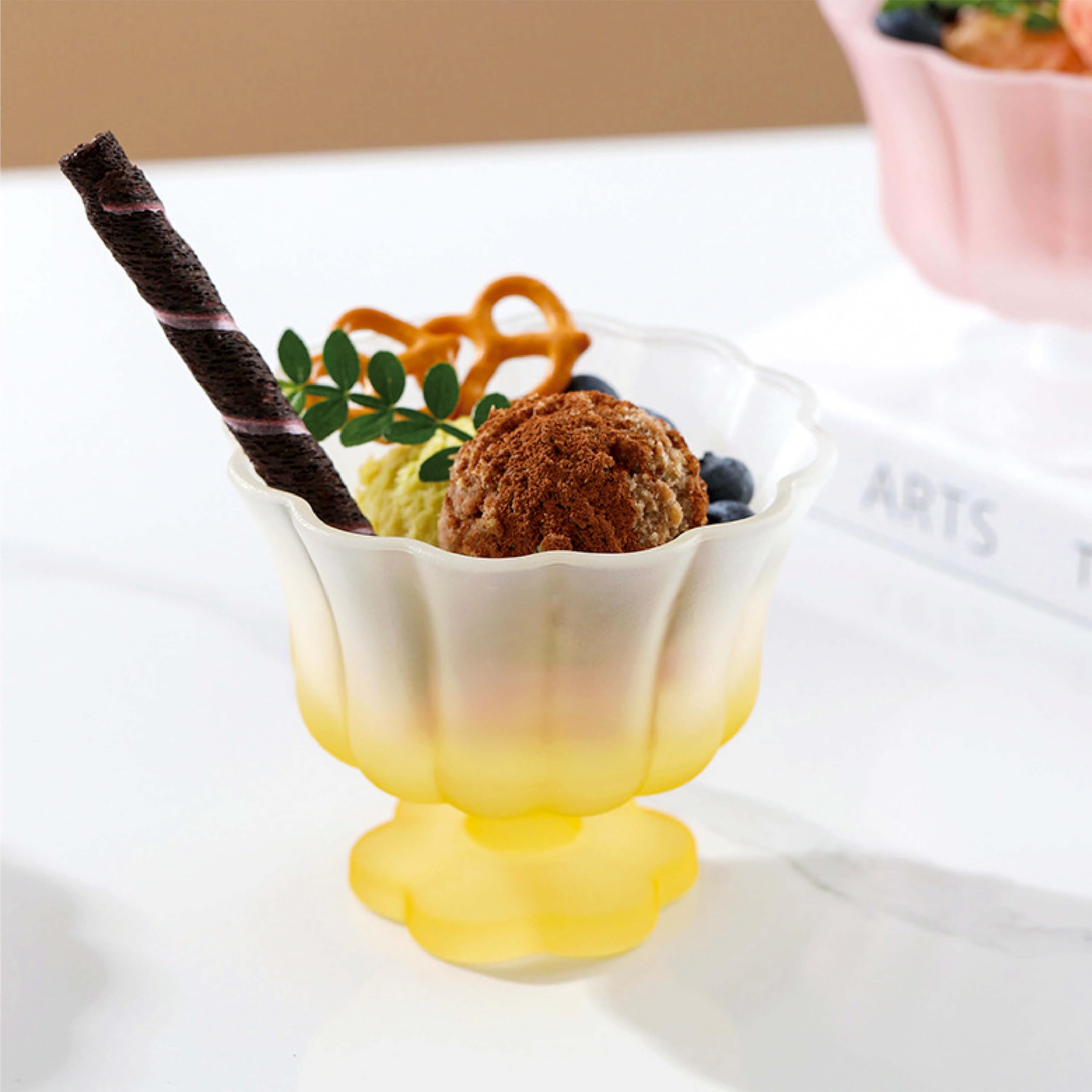 Matte Gradient Finish Glass Dessert Bowl with Heavy Base, 240ml (8.1oz)