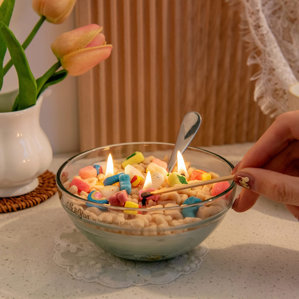 Cereal Bowl with Metal Spoon Scented Soy Candle