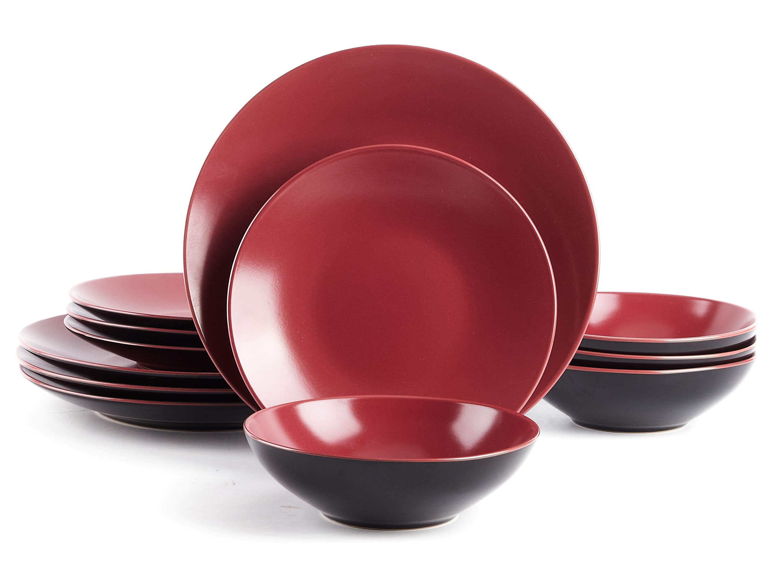 Stoneware Two-Tone Colors Life 12pc Dinner Set