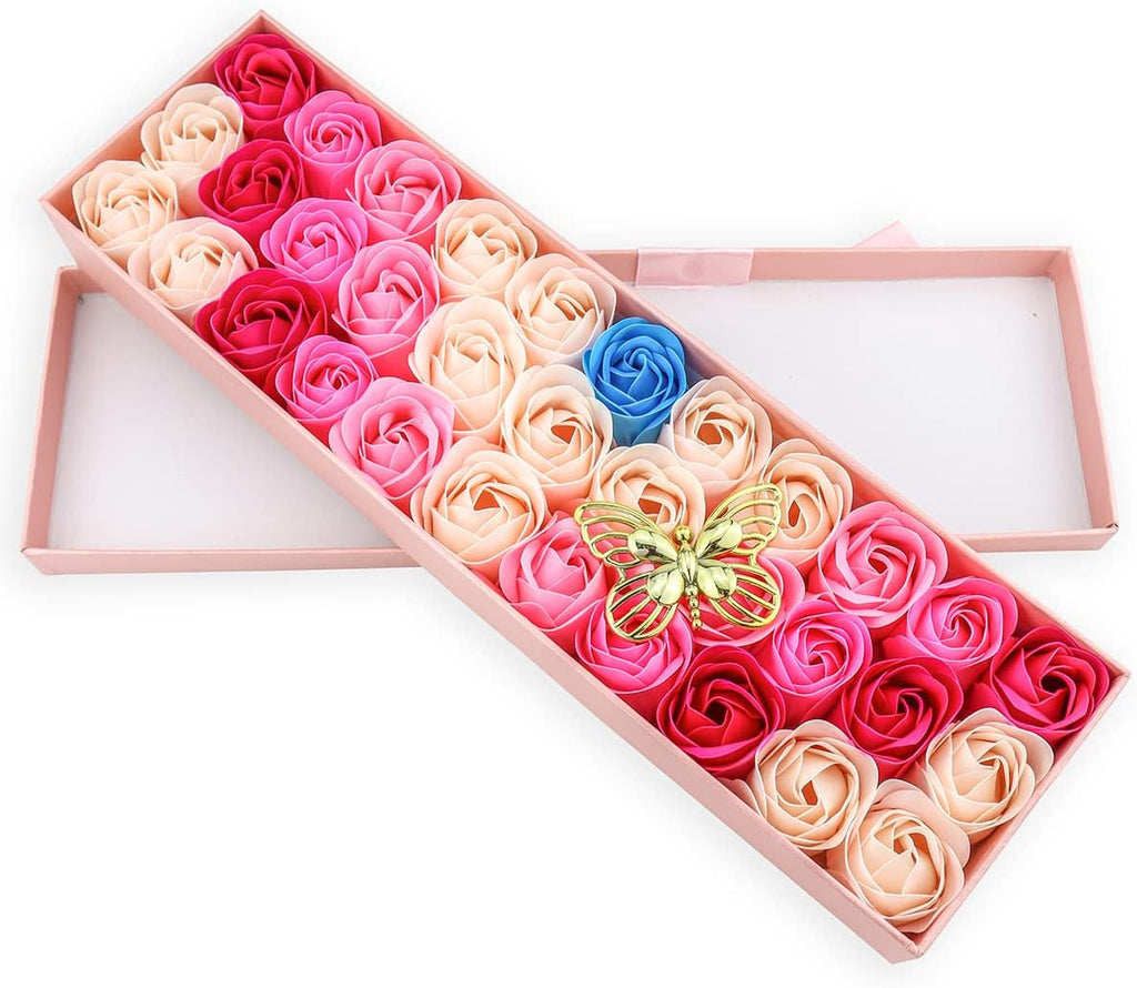 Floral Scented Bath Soap Rose Flower Petals, Plant Essential Oil Rose Soap Set 33 PCS