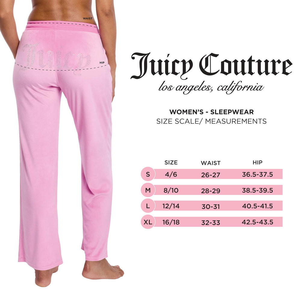 Juicy Couture Women's Velvet Fleece Lounge Pajama Pants with Rhinestone Accents