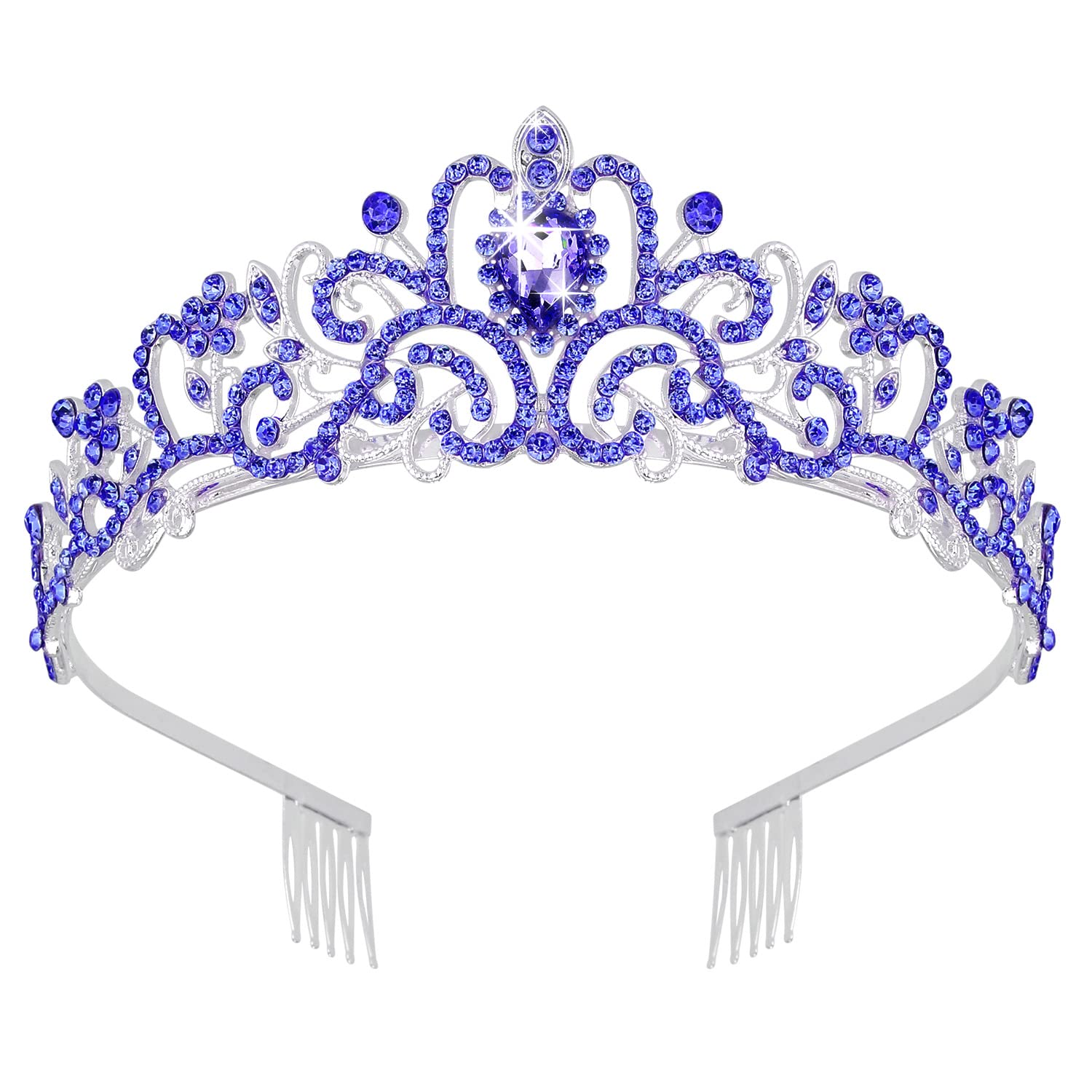 Princess Crystal Tiara Crown Headband Elegant Crown With Combs