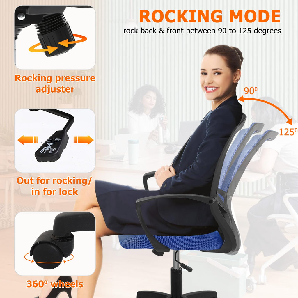 Mesh Desk Chair Ergonomic Computer Chair with Lumbar Support Armrest Mid Back 360 Degree Rolling Swivel Adjustable Height