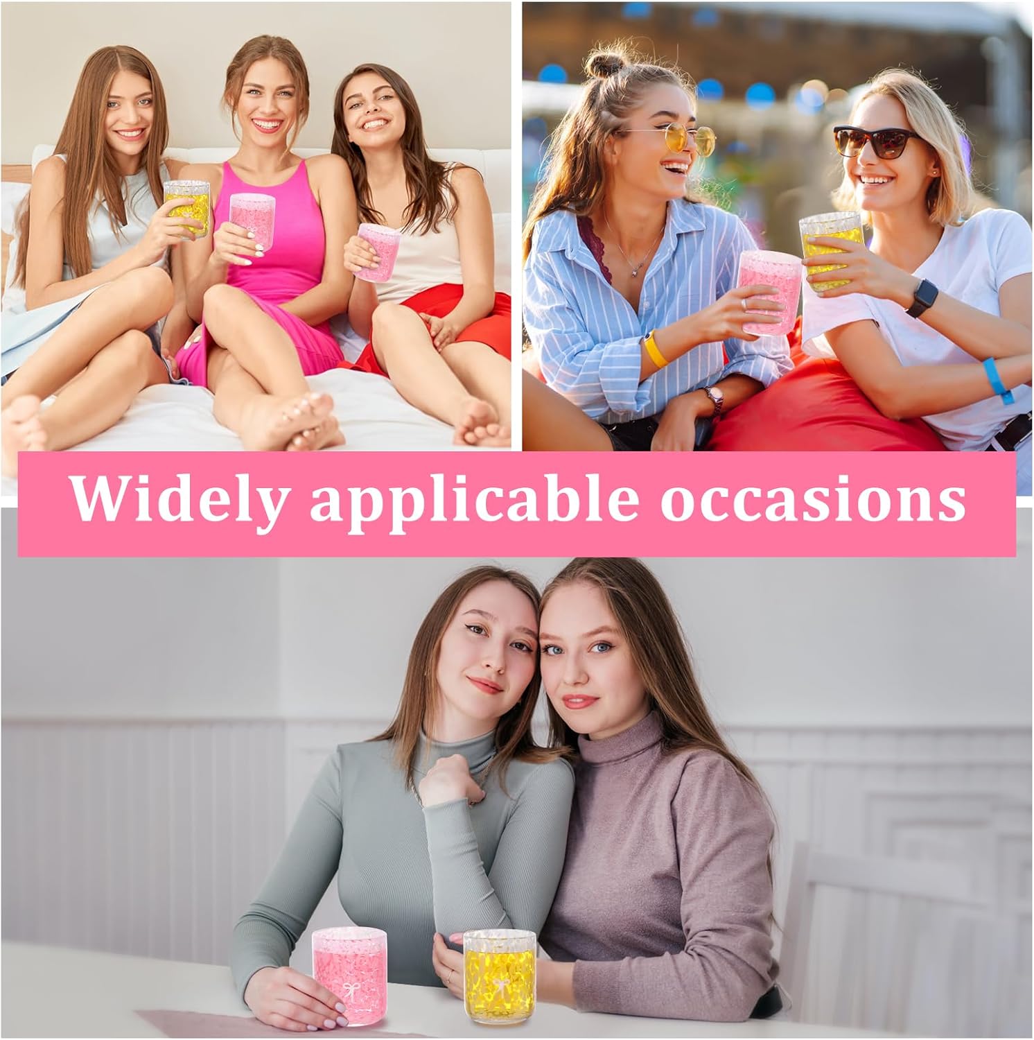 Coquette Aesthetic 2 Pack Bow Juice Glasses Glass Cups 14 oz Double Old Fashioned Icon Handblown Stemless Wine Glasses Cute Pink Glass