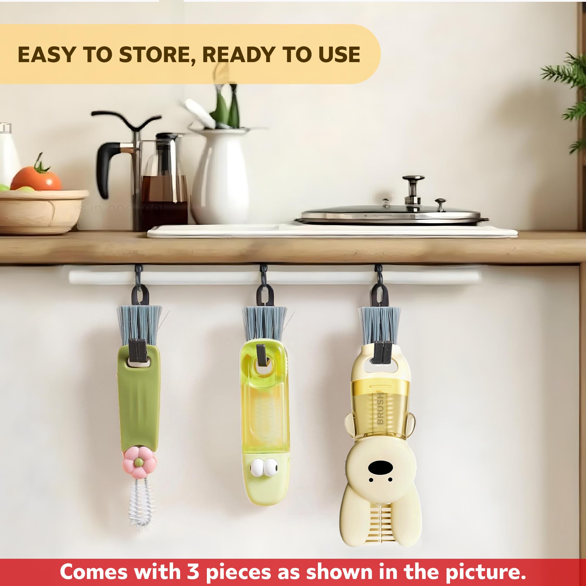 Cup Lid Cleaning Brush, 3 in 1 Cup Cleaner Brush New Multifunctional Lid Cleaner Lid Brush Cleaning Tool Multipurpose