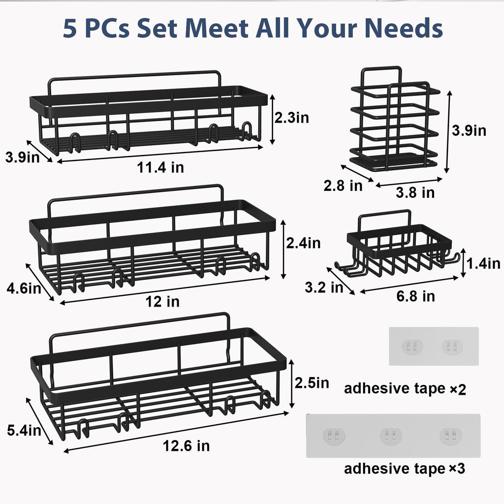 Shower Caddy Organizer Rack Shelf for Inside Shower, Adhesive Bathroom Wall Storage Basket Rustproof Stainless Steel