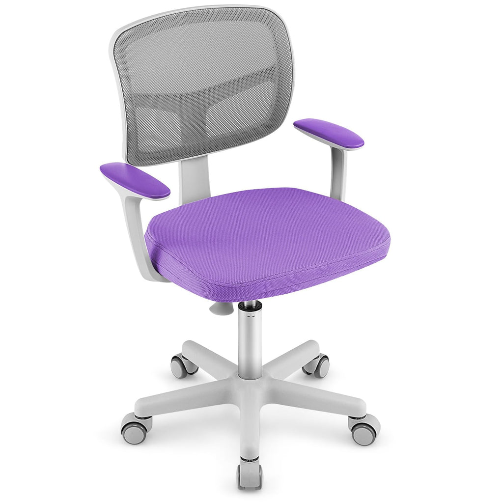 Swivel Adjustable Mesh Study Chair with Wheels & Arms, Ergonomic Computer Task Chair with Lumbar Support