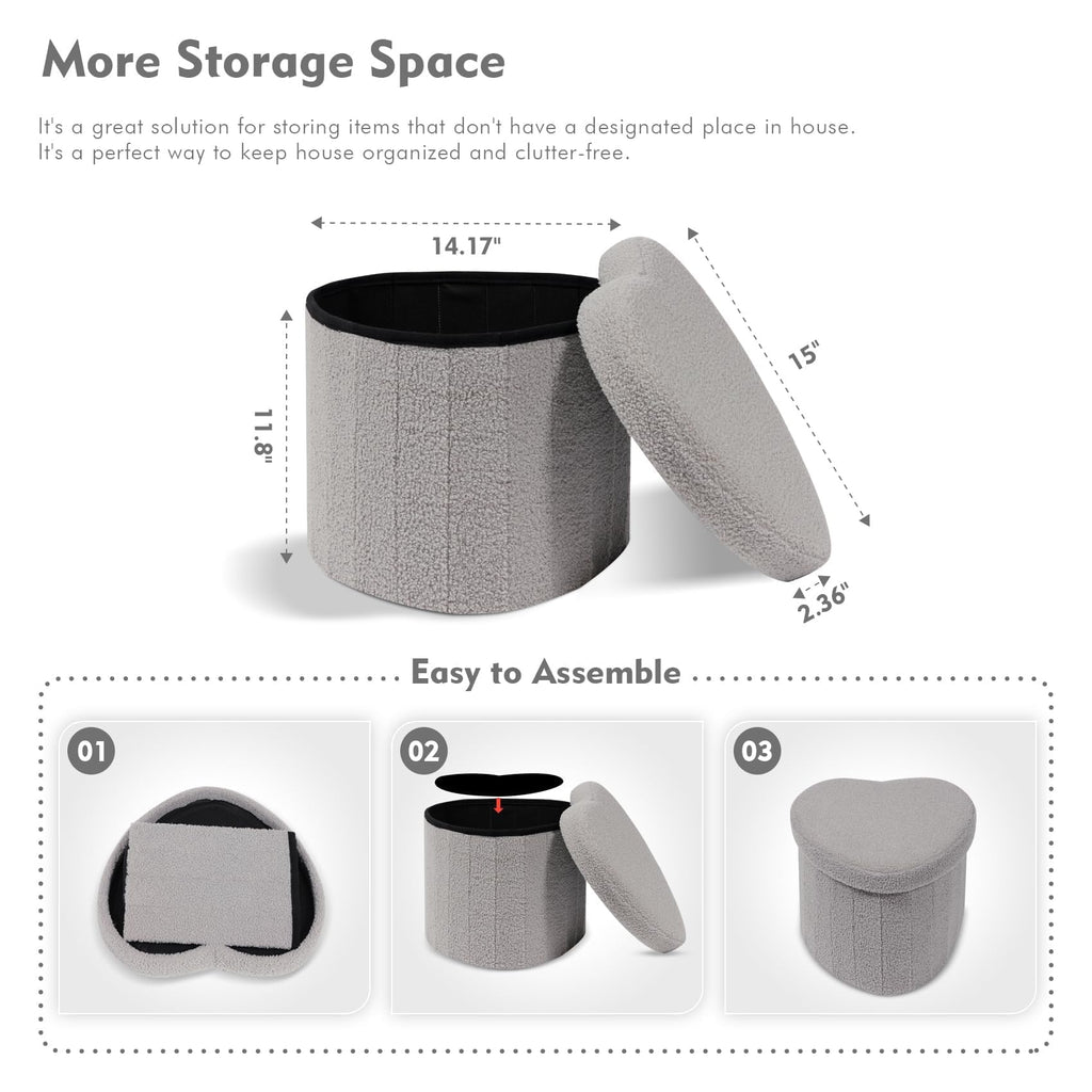 Flower-Shaped Storage Ottoman â€?Boucle Footstool & Seat for Living Room & Dorm