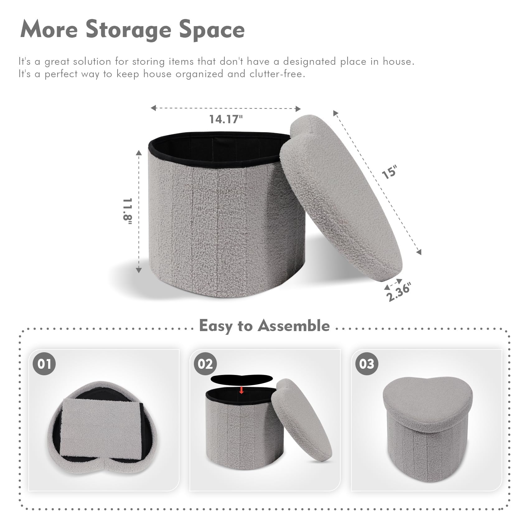 Flower-Shaped Storage Ottoman â€?Boucle Footstool & Seat for Living Room & Dorm