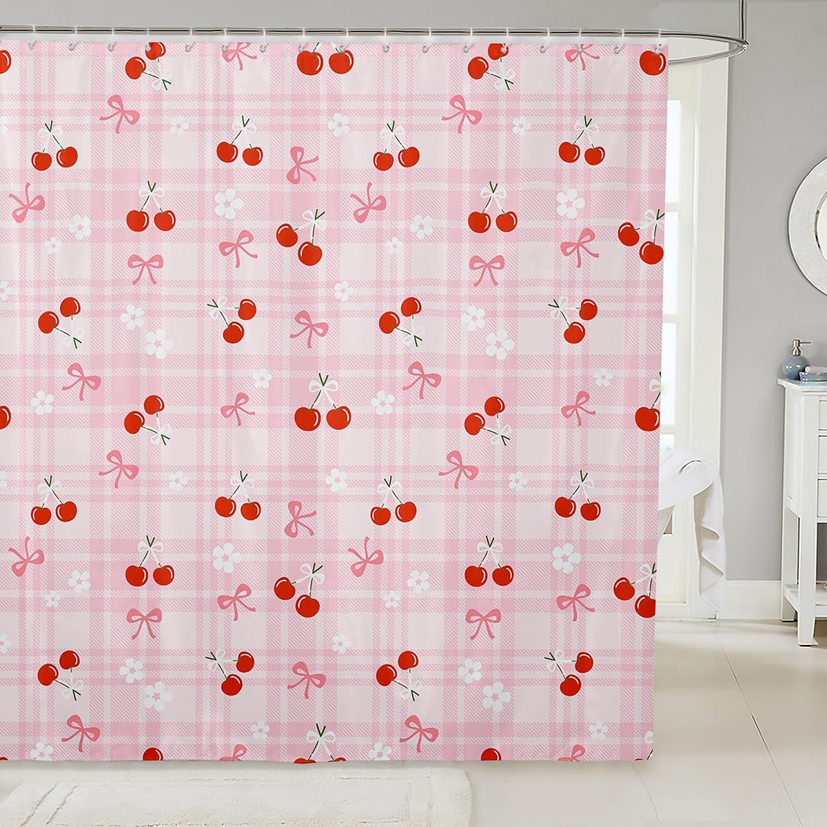 Cute Bathroom Curtains -  Waterproof Curtains, 12 Hooks Suits