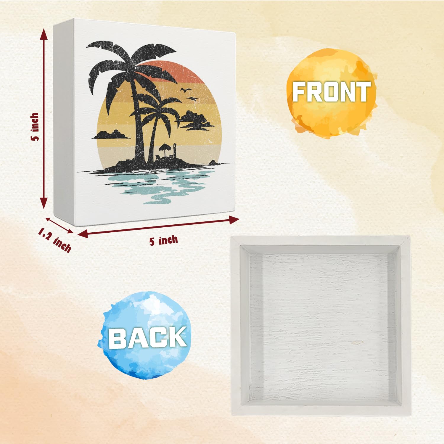 Coquette Pink Bow Champagne Wooden Box Sign, 5x5 Inch