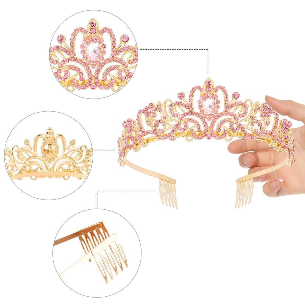 Princess Crystal Tiara Crown Headband Elegant Crown With Combs