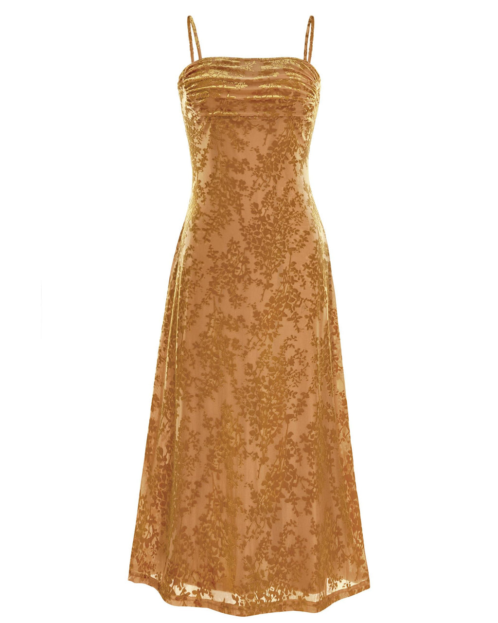 Women's Sleeveless Spaghetti Strap Midi Sexy Cowl Neck Floral Dress