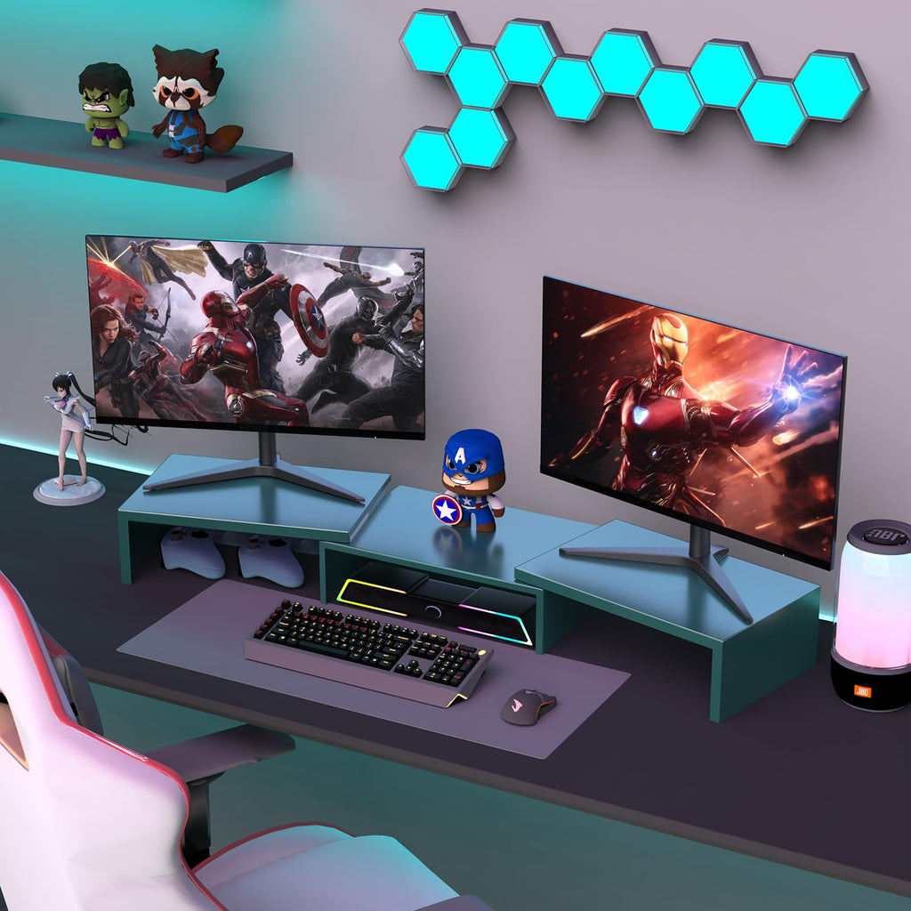 Dual Monitor Stand for Desk, Metal Monitor Riser, Office Supplies and Accessories