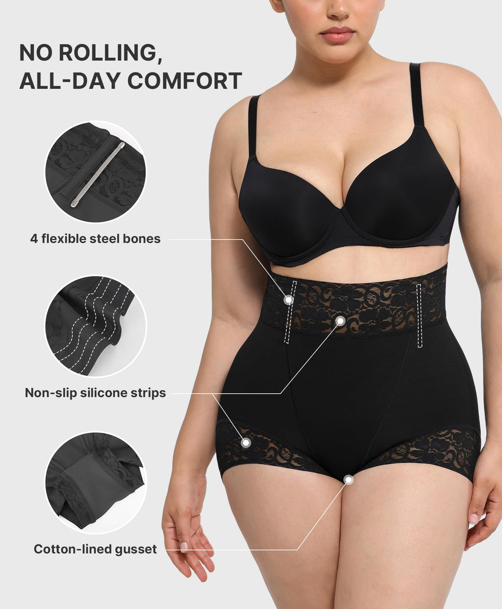 Shapewear for Women Tummy Control Short Faja Body Shaper Compression Panties Mid Waisted Briefs Lace Underwear