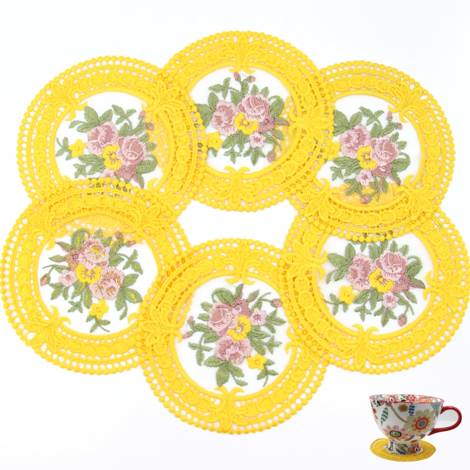 Vintage Lace Pink Coasters 4.5'' 8pk