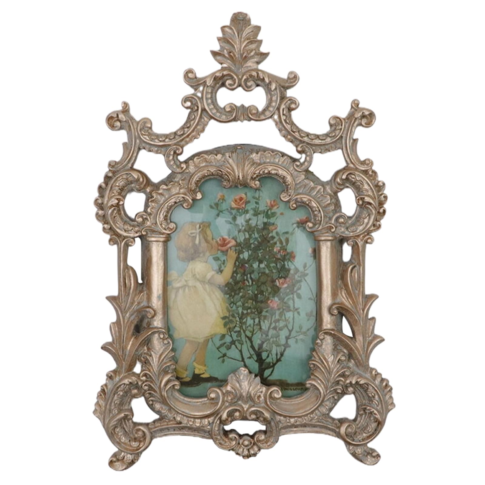 Vintage Picture Frame with Glass Front, Home Decor for Wall Hanging or Tabletop Display