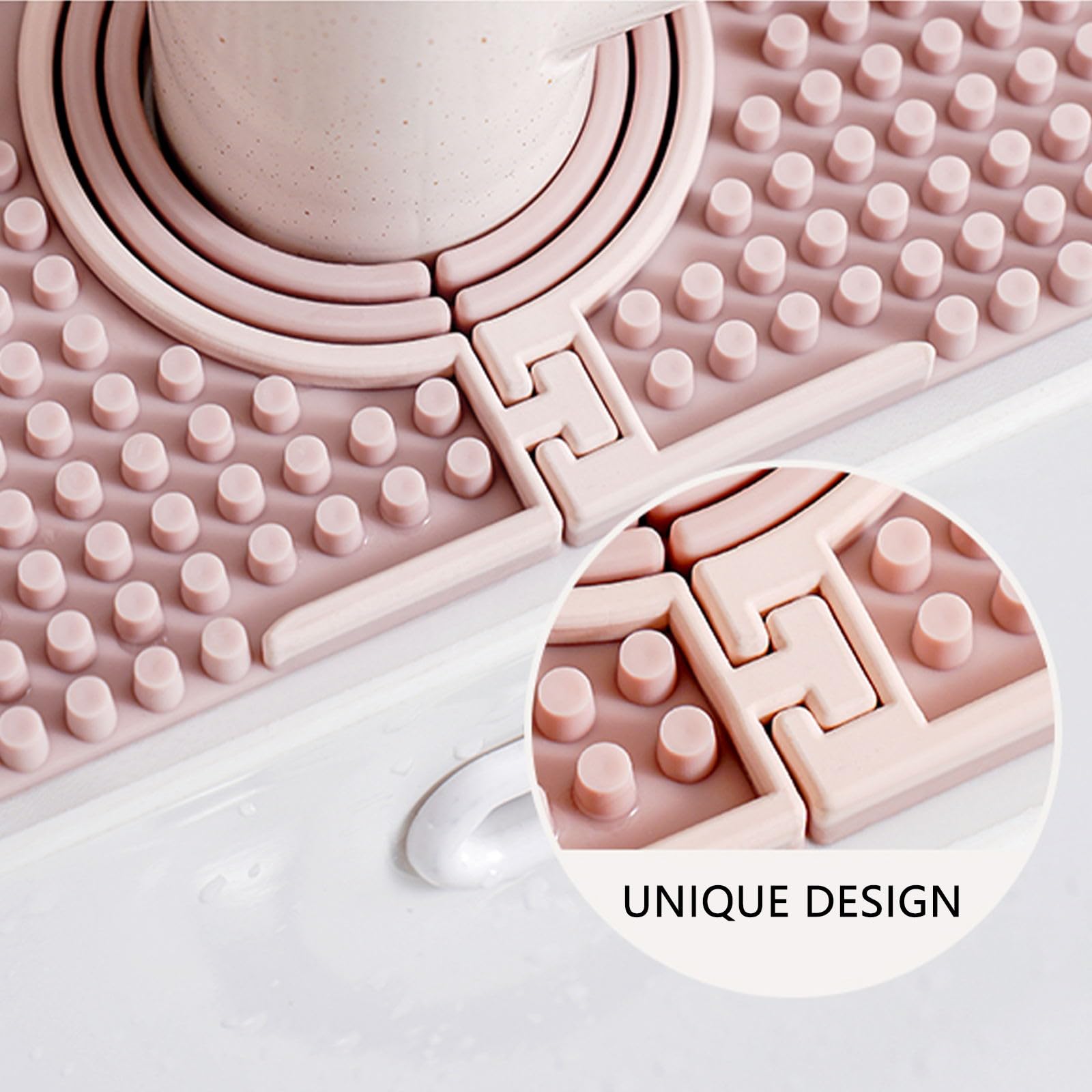 Sink Splash Guard, Faucet Mat for Kitchen Sink, Faucet Guard & Draining Mat, Dish Soap Sponge Holder Tray