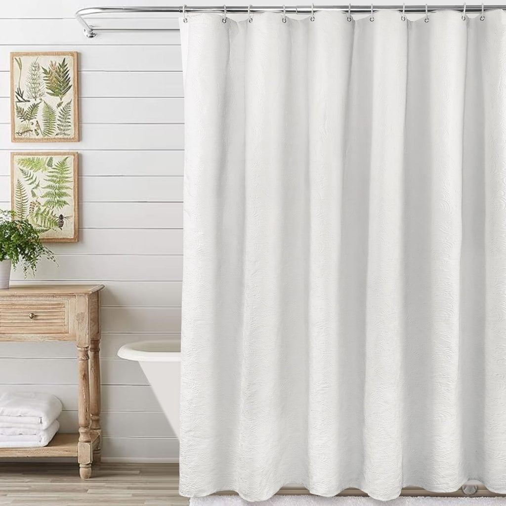 Fabric Shower Curtains for Bathroom Modern Cute, Wave Pattern 72" X 72" Long