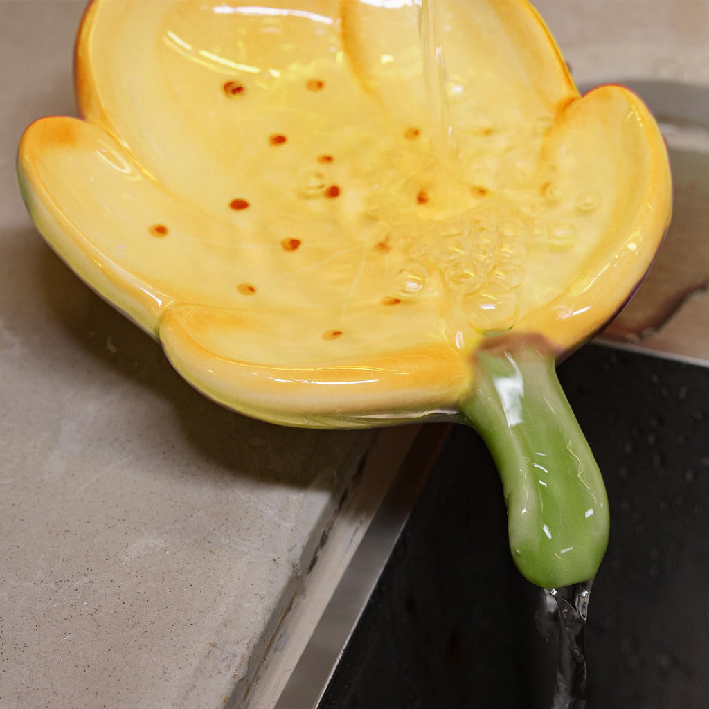 Ceramic Flower Soap Dish Holder for Bathroom