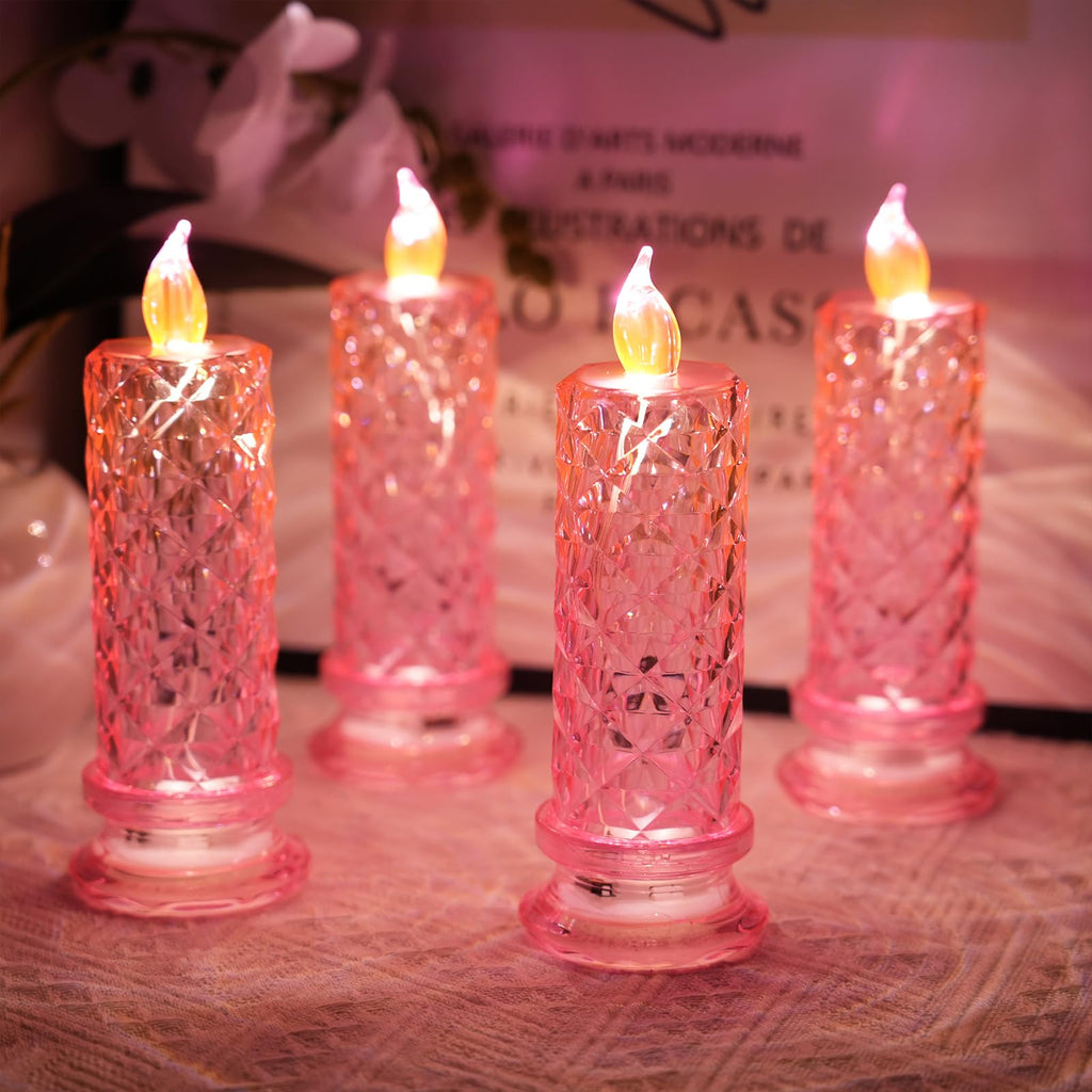 Shadow LED Flameless Candles - 4PCS Romantic Battery Operated Pillar Candles