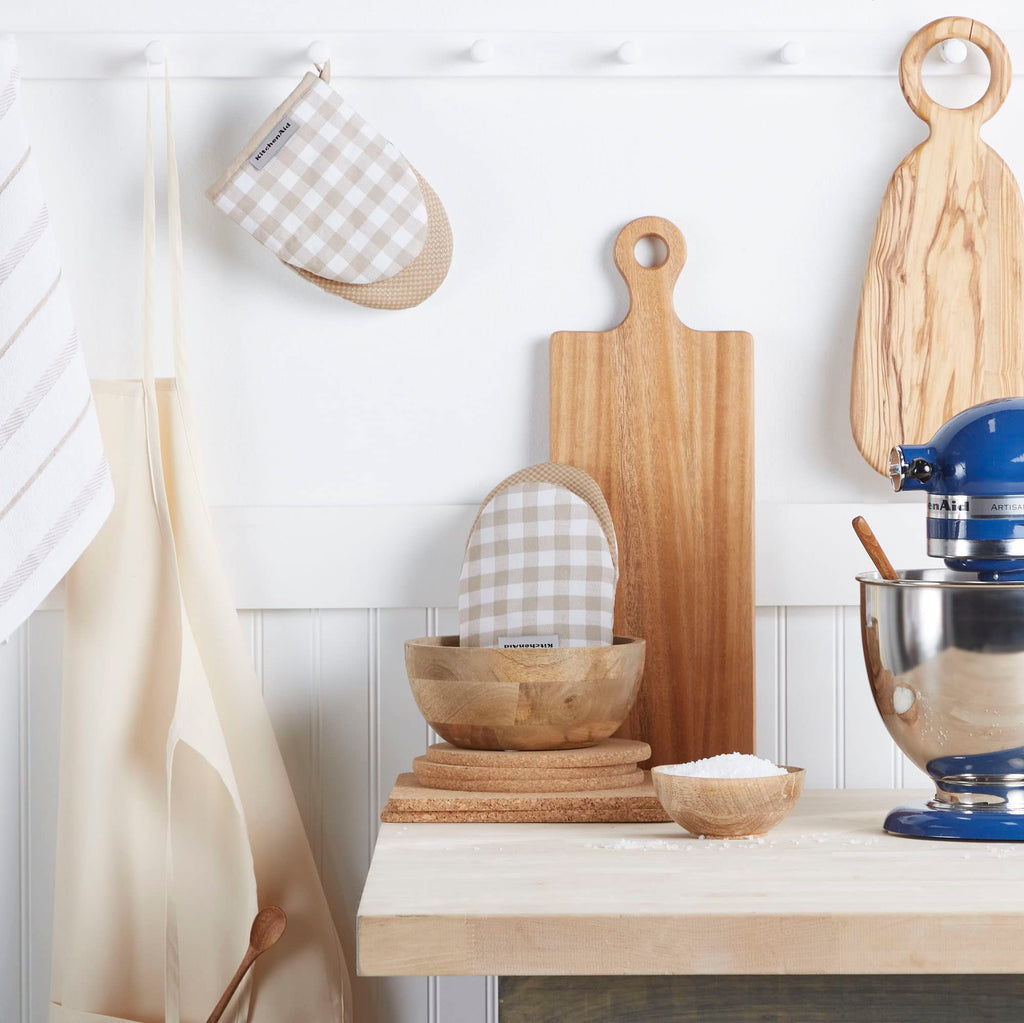 Gingham Mini Oven Mitt 2-Pack Set, Dried Rose, 5.5"x8"