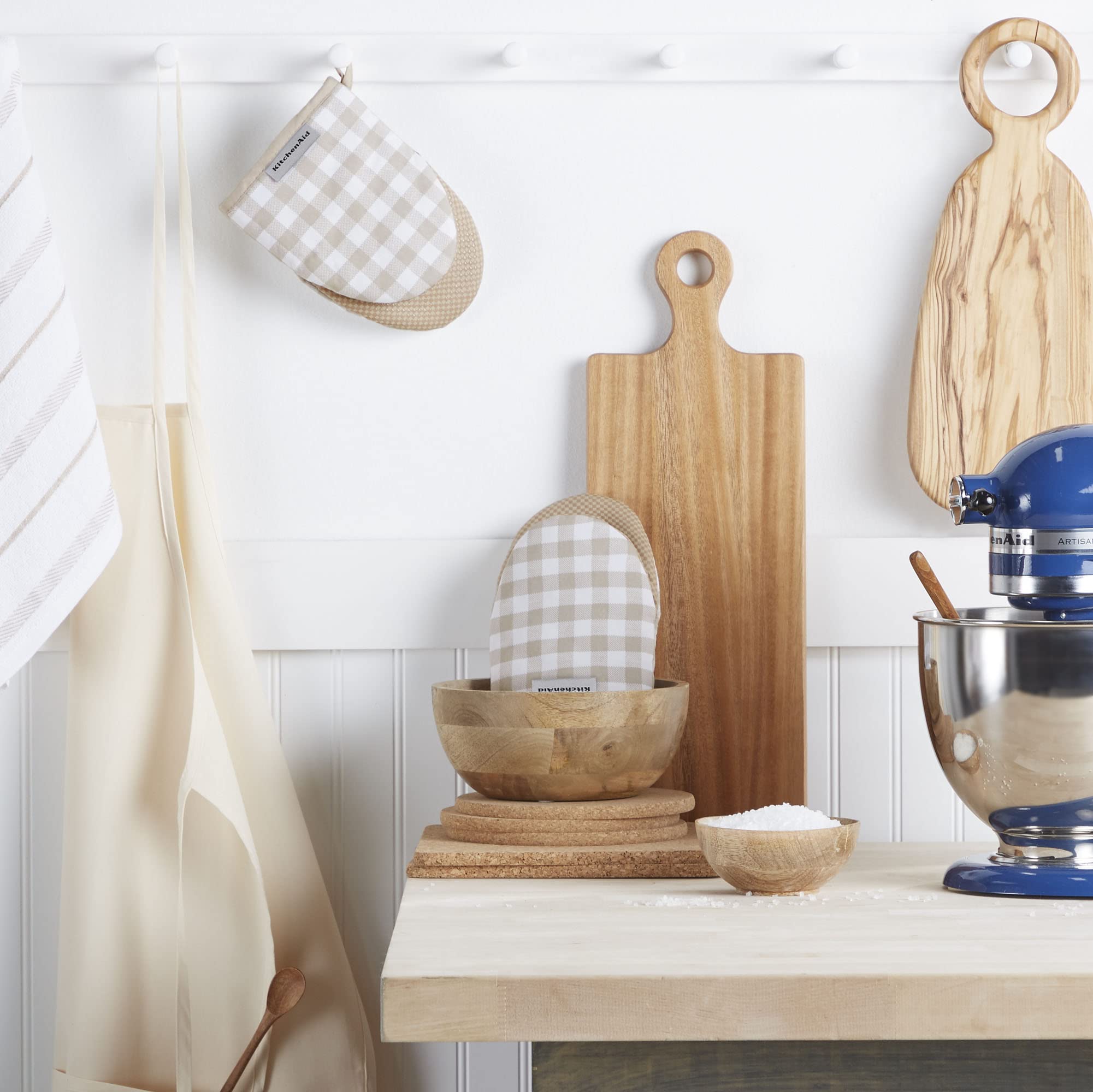 Gingham Mini Oven Mitt 2-Pack Set, Dried Rose, 5.5"x8"