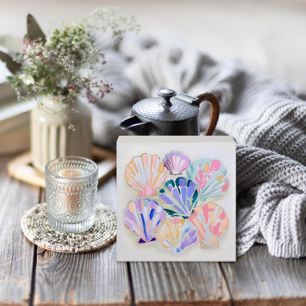 Coquette Pink Bow Champagne Wooden Box Sign, 5x5 Inch