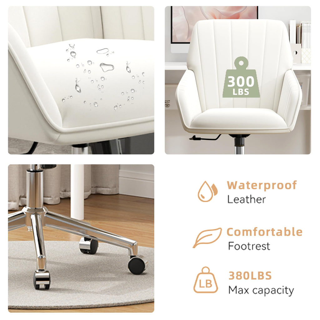 Velvet Modern Cute Chair with Back, Height Adjustable Upholstered Vanity Chair with Swivel Wheels