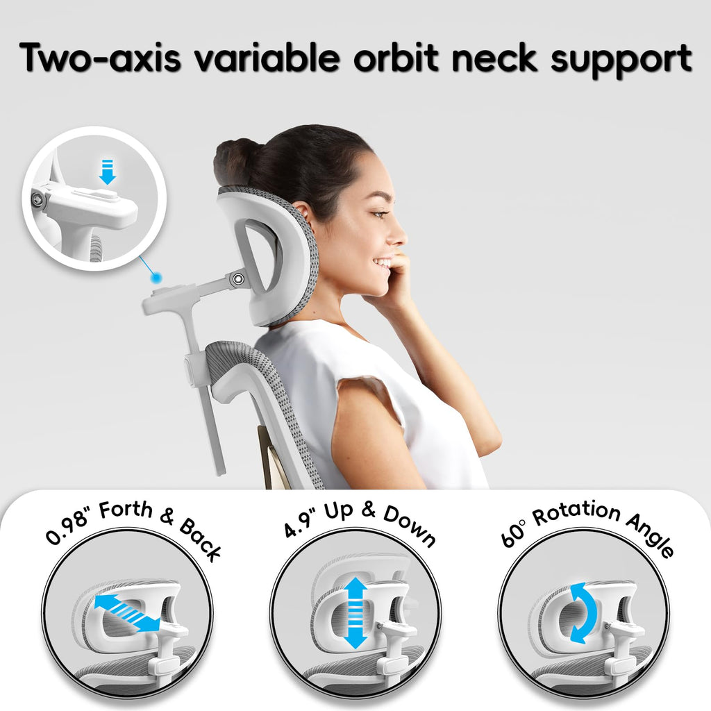 Ergonomic Desk Chair-Computer X-Shaped Chair Mesh PU Leather with Adjustable Lumbar Support-Executive Chair High Back with Headrest Flip-Up Arms for Long Hours