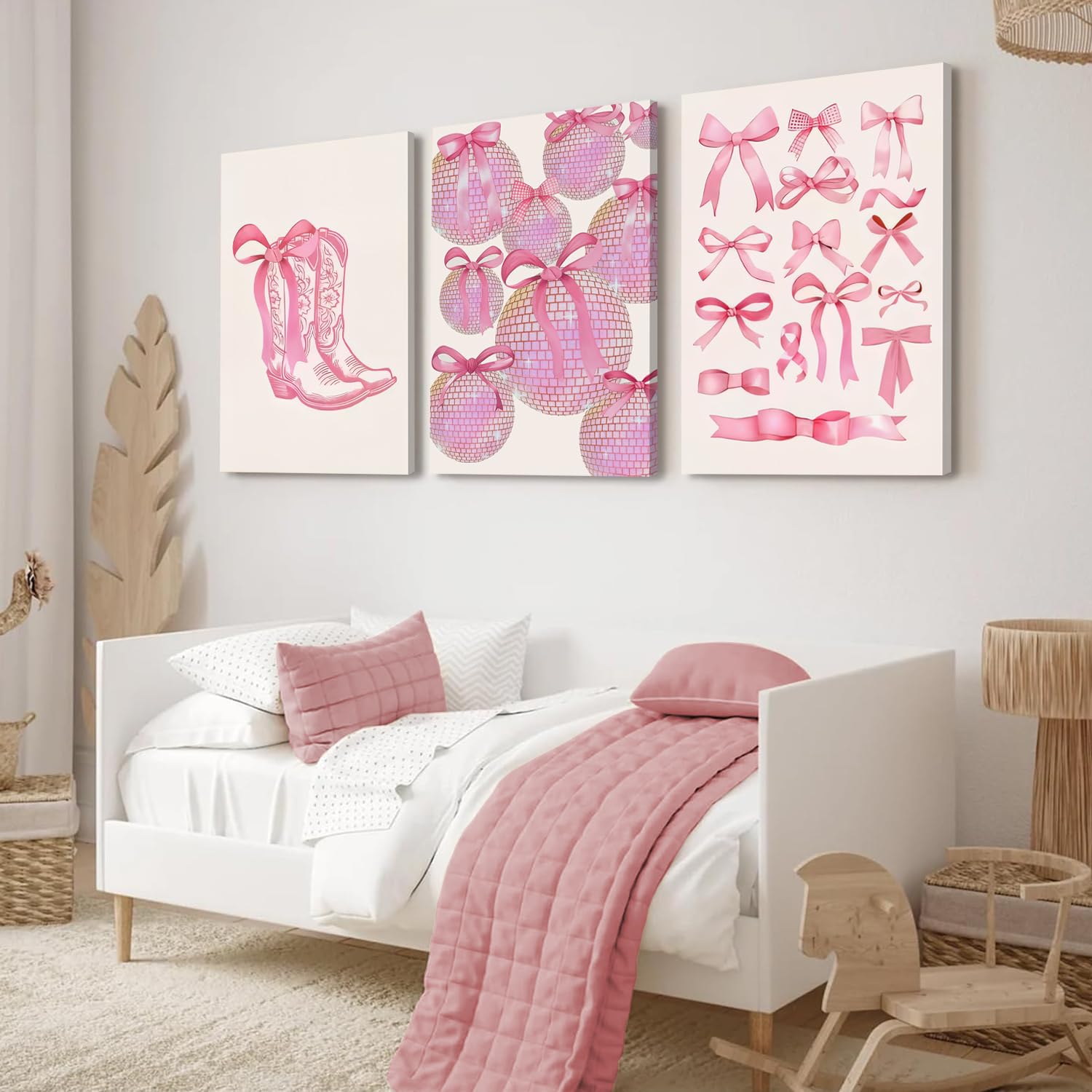 Trendy Blue Wall Art Set of 3, Preppy Navy Blue Wall Decor, Coquette Disco Lucky Me 8 Ball Poster Canvas Prints Aesthetic Pictures Room Dorm