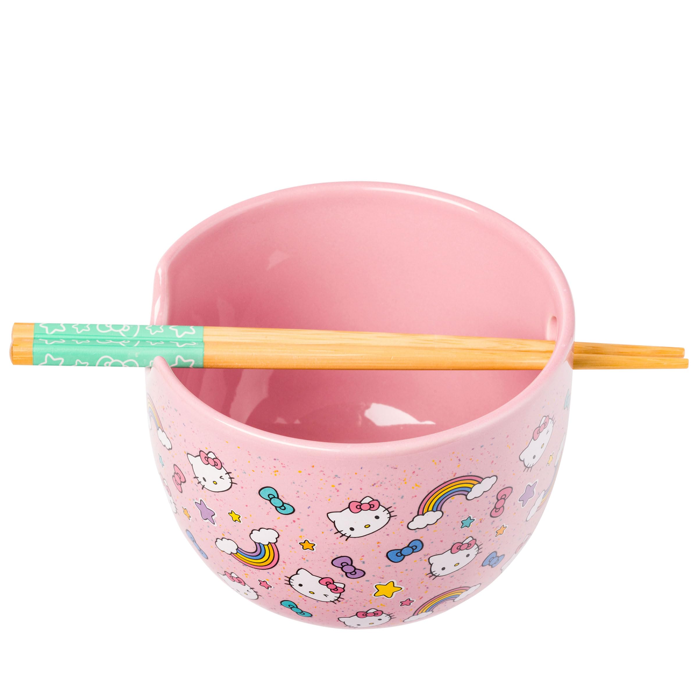 Ceramic Sanrio Hello Kitty Ramen Noodle Rice Bowl with Chopsticks, Microwave Safe