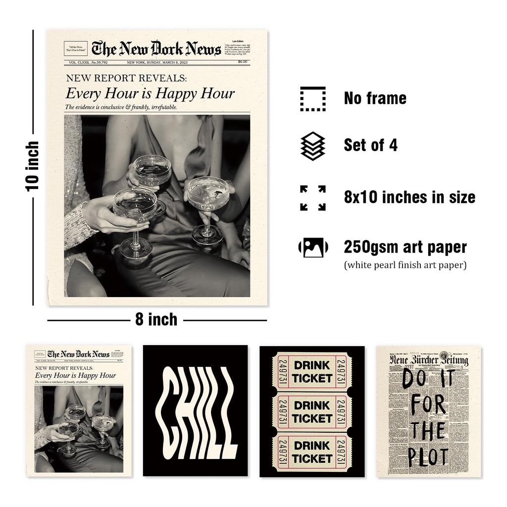 Trendy Leopard Wall Art Prints Set of 4 Funky Lucky 8 Ball Posters Prints Preppy Room Aesthetic Cheetah Wall Decor for Girls Room Dorm Apartment 8x10 Unframed