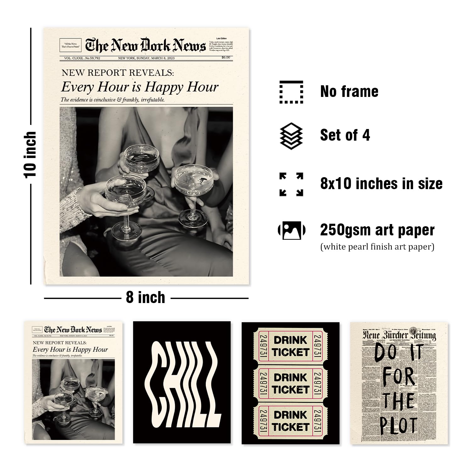 Trendy Leopard Wall Art Prints Set of 4 Funky Lucky 8 Ball Posters Prints Preppy Room Aesthetic Cheetah Wall Decor for Girls Room Dorm Apartment 8x10 Unframed