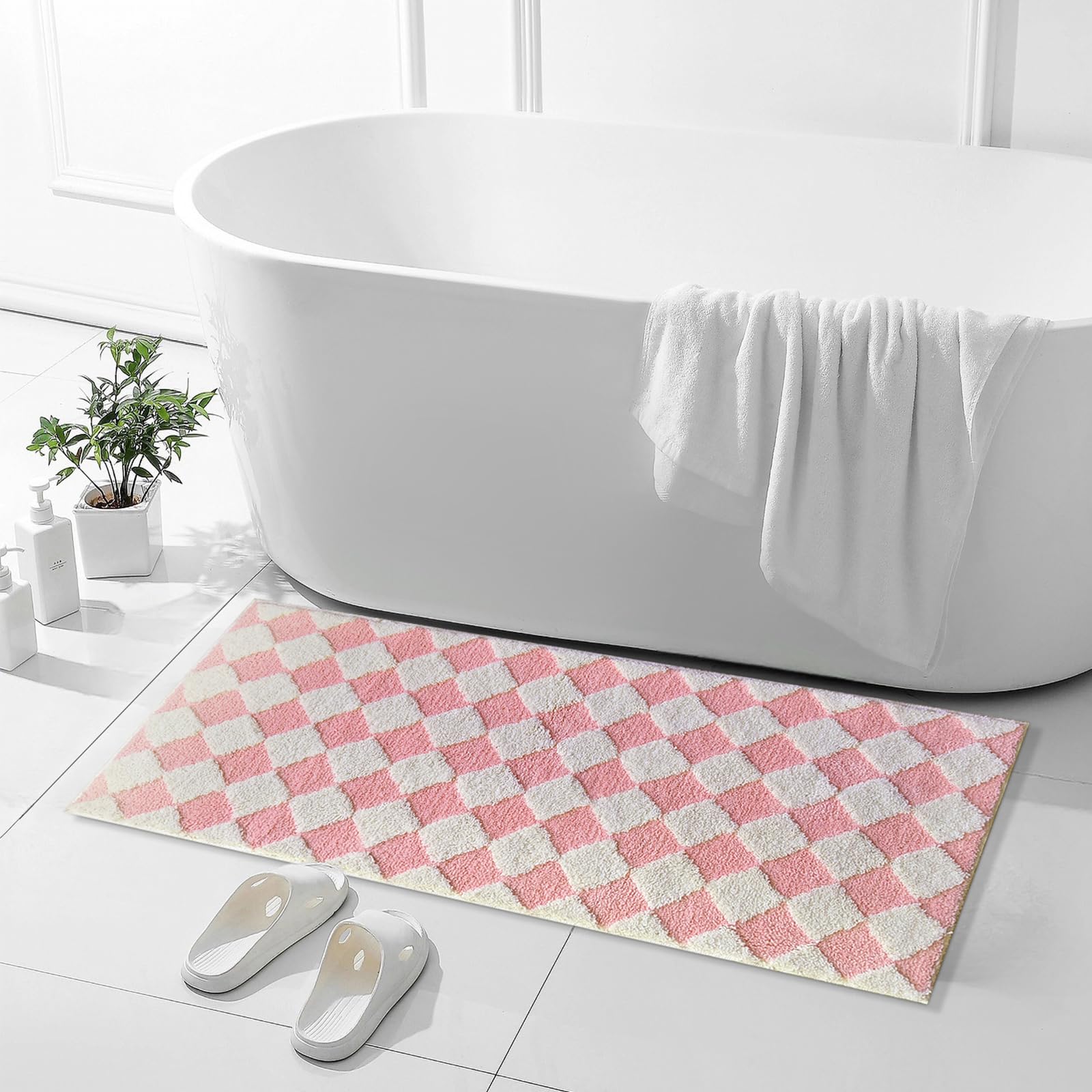 Cute Bath Mat for Bathroom Soft Super Absorbent Non Slip TPR Backing, Quick Drying, Machine Washable Bath