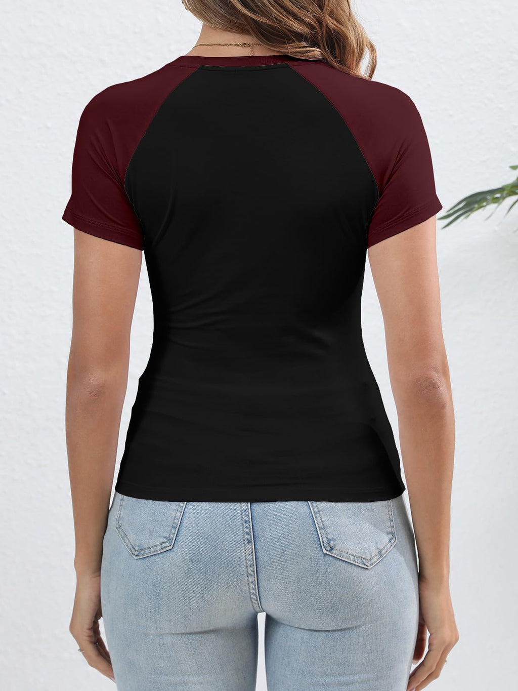 Women's Y2K Basic Shirts Short Sleeve Crewneck Slim Fit Stretchy Slightly Crop Top