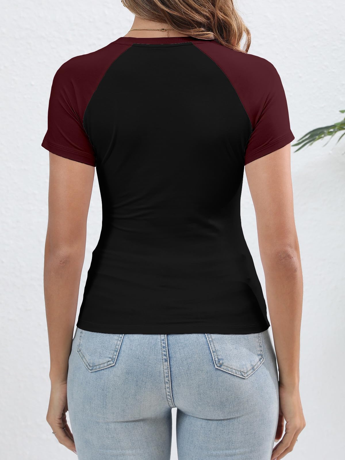 Women's Y2K Basic Shirts Short Sleeve Crewneck Slim Fit Stretchy Slightly Crop Top