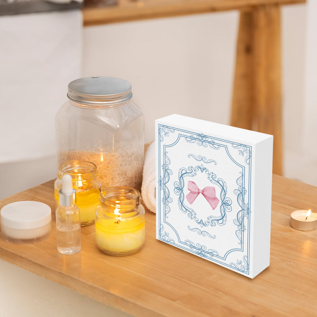 Preppy Pink Bows Desk Decor Decorations, 5x5 Inches