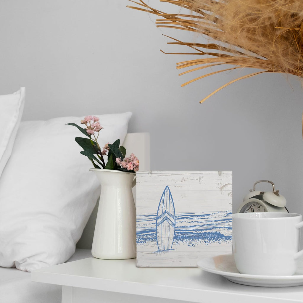 Coquette Pink Bow Champagne Wooden Box Sign, 5x5 Inch