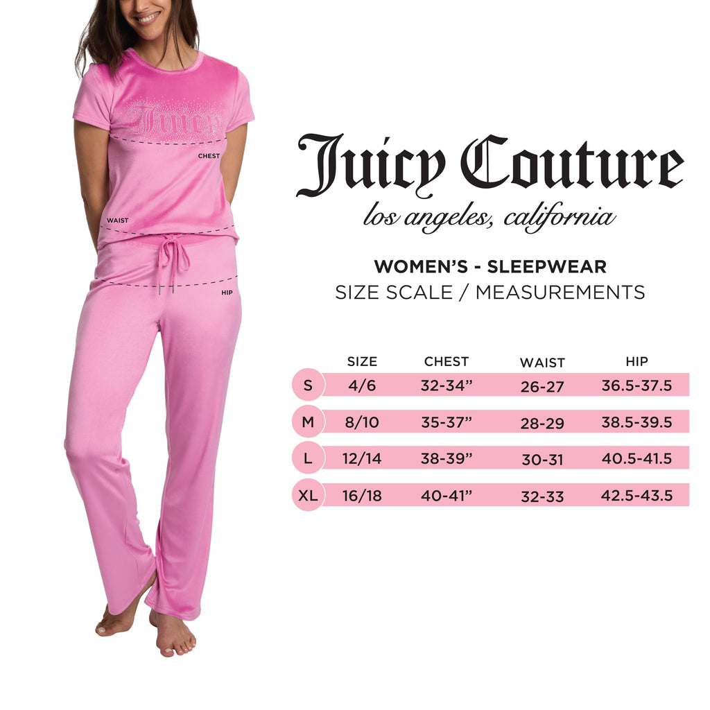Juicy Couture Women's 2-Piece Velvet Fleece Lounge Sleepwear Set â€?Short Sleeve Shirt and Pants