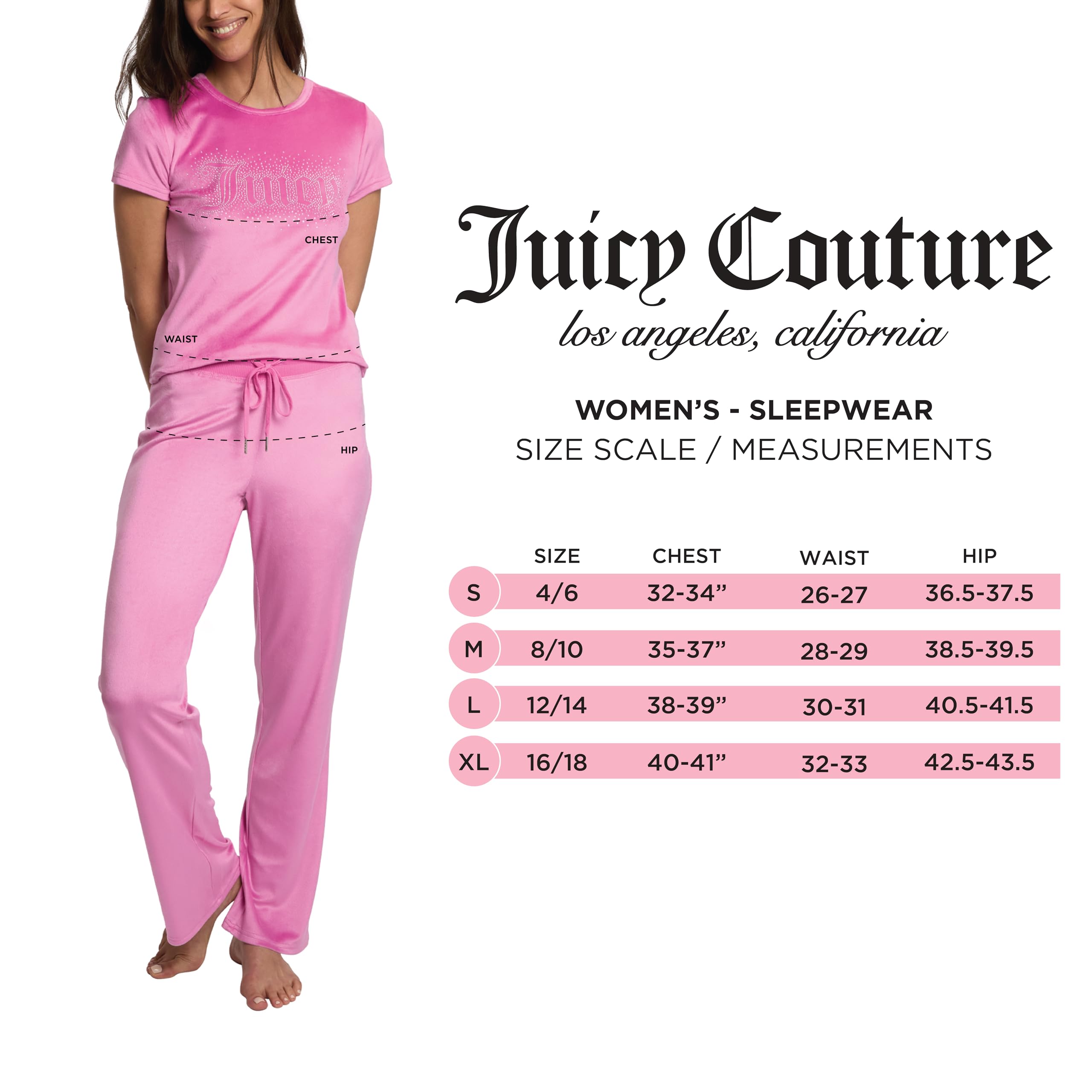 Juicy Couture Women's 2-Piece Velvet Fleece Lounge Sleepwear Set â€?Short Sleeve Shirt and Pants