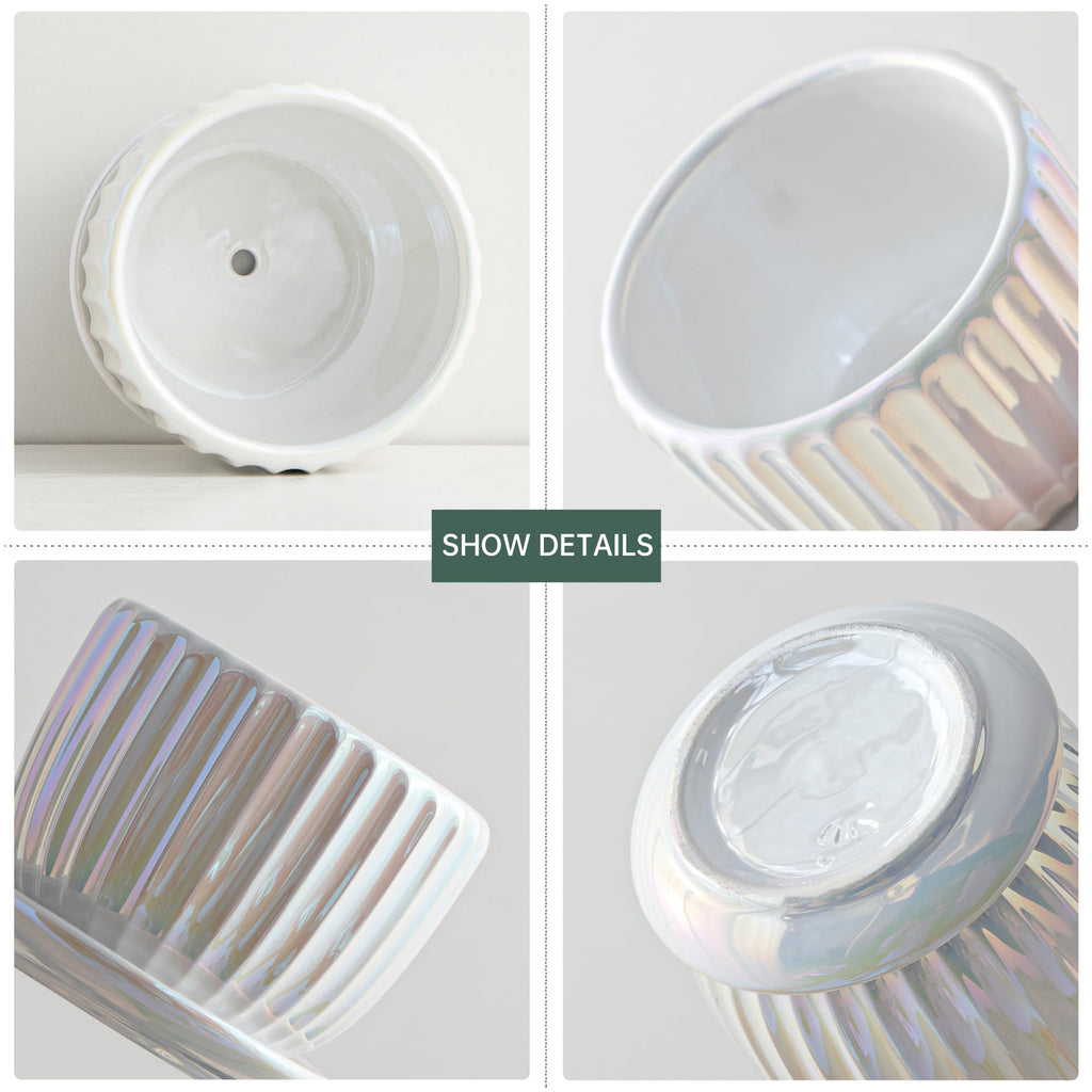 Ceramic Flower Pots, 4"+5"+6" Inch Small Glazed Succulent Planters with Drainage Hole, Modern Indoor Decorative Plant Pots Set of 3,Garden Pots with Saucer