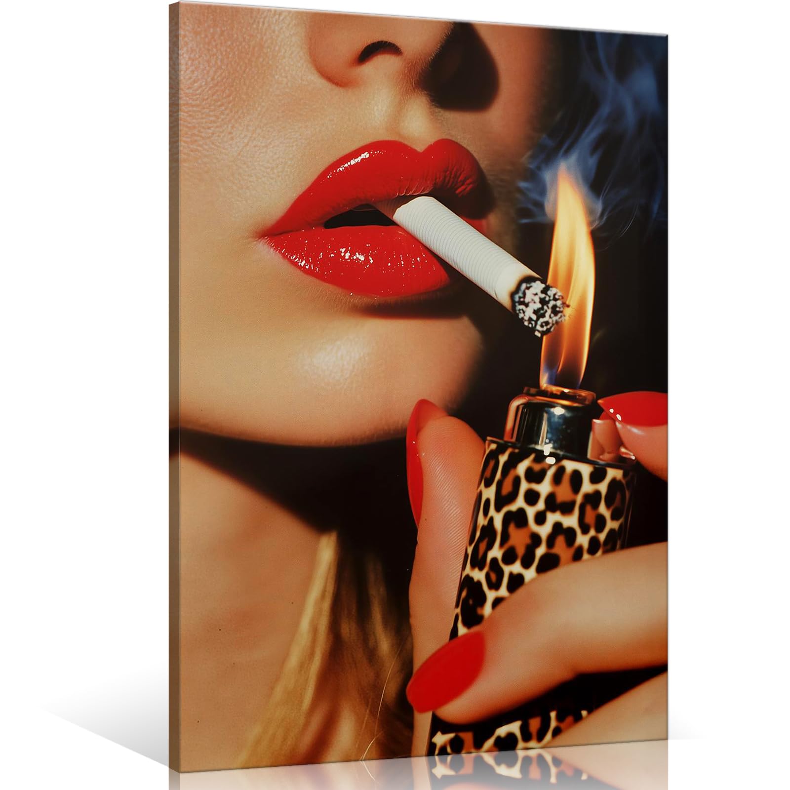 Trendy Cheetah Canvas Wall Art Vintage Leopard Magazine Poster Jungle Wild Animal Portrait Print Funky Red Room Aesthetic