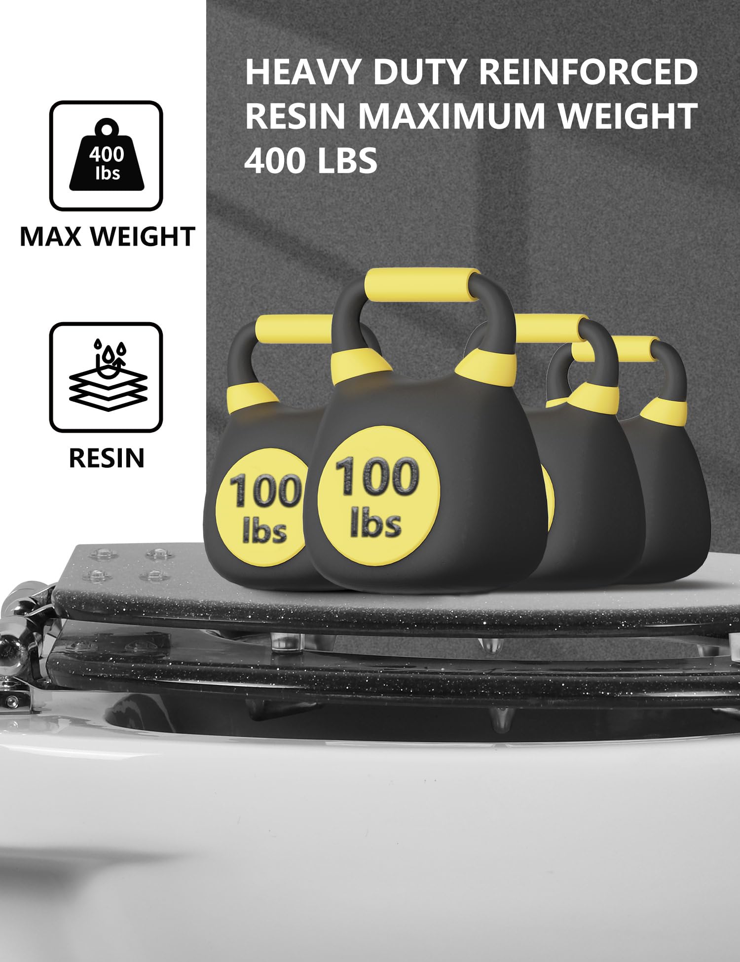 Round Resin Toilet Seat Glitter Soft Close Quick Release Metal Zinc Alloy Hinge Easy to Install also Easy to Clean, Decorative Acrylic Seats (17 Inch)